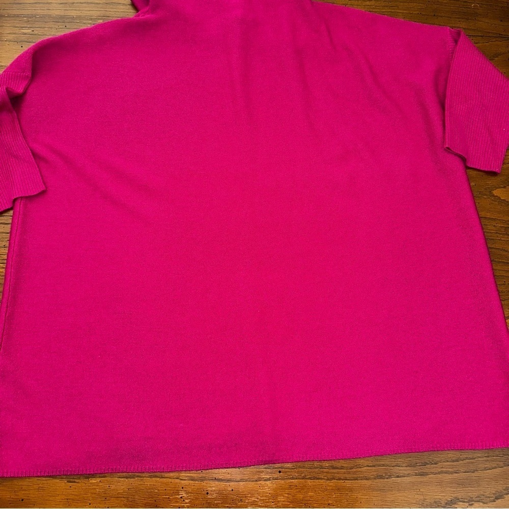 Eileen Fisher Vibrant Pink 100% Merino wool Turtleneck top L